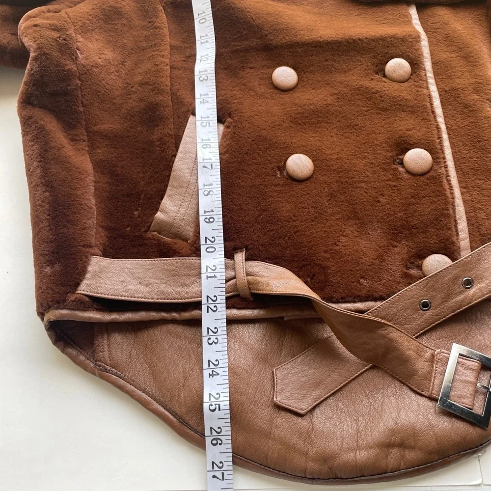 Nasty Gal Motorcycle Jacket 6 Chocolate‎ Brown Teddy Oversized Cropped Faux Fur